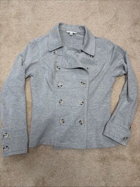 Cabi Women’s Double-Breasted Gray Cotton Blazer